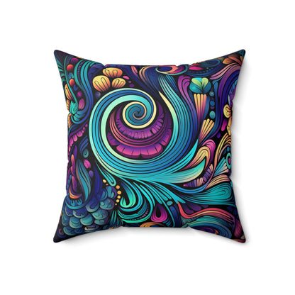 Faux Suede Square Pillow - Trippy Swirling Pattern