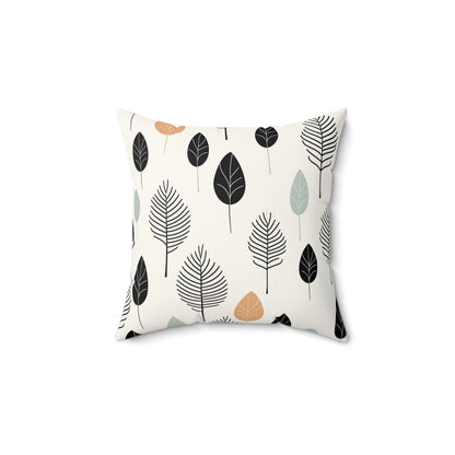 Faux Suede Square Pillow - Minimal Leaf Nature Pattern