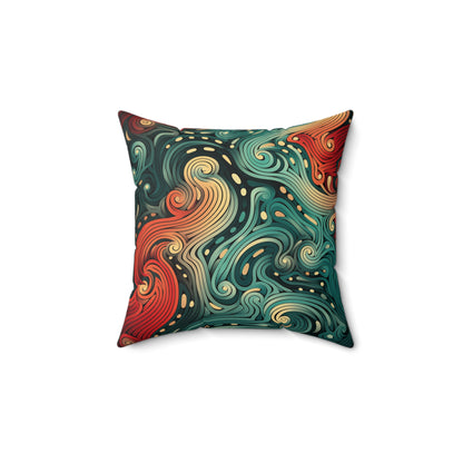 Faux Suede Square Pillow - Abstract Trippy Pattern