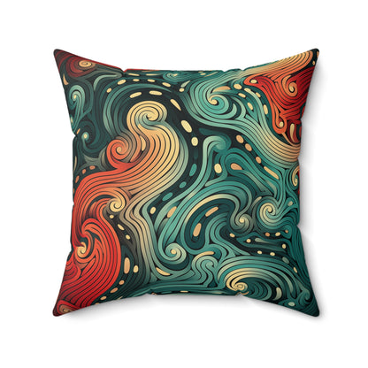 Faux Suede Square Pillow - Abstract Trippy Pattern