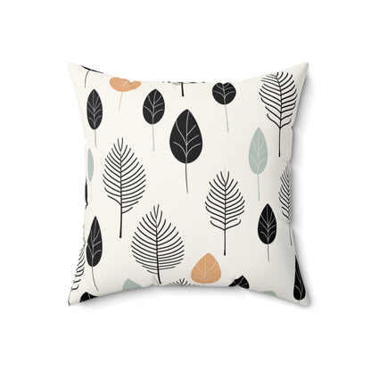 Faux Suede Square Pillow - Minimal Leaf Nature Pattern