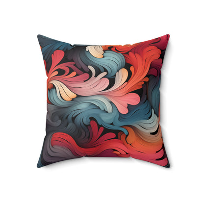 Faux Suede Square Pillow - Abstract Flowing Pattern