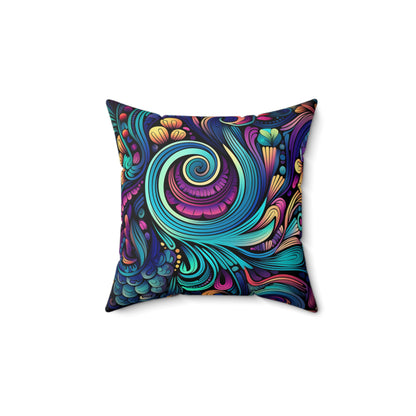 Faux Suede Square Pillow - Trippy Swirling Pattern