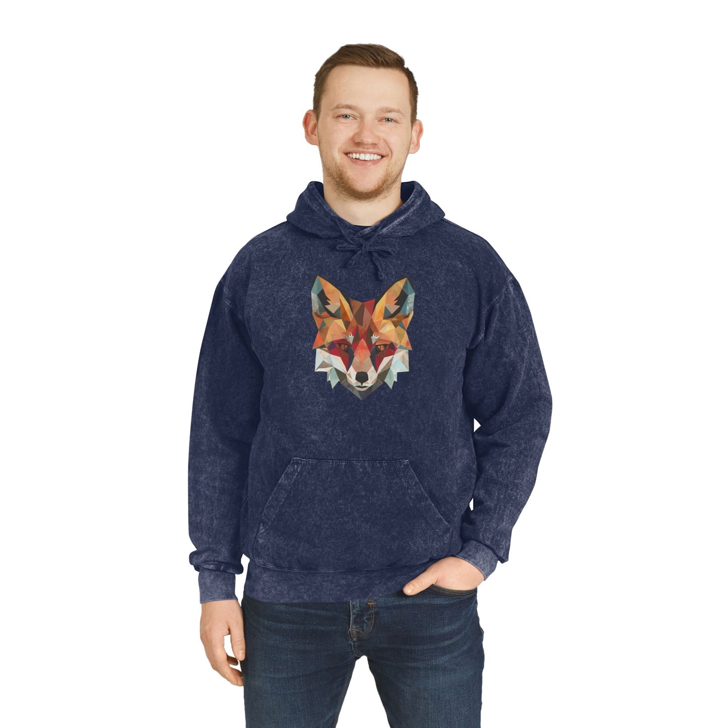 Geometric Fox Mineral Wash Hoodie