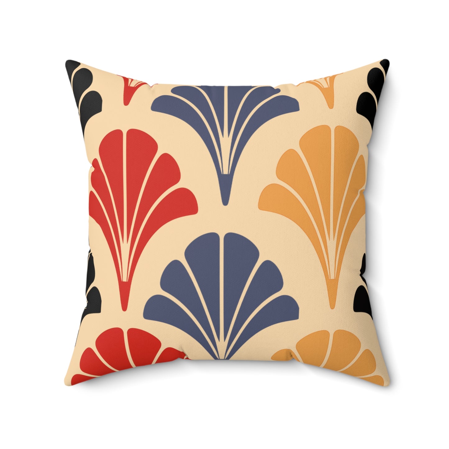 Faux Suede Square Pillow - Art Deco Pattern