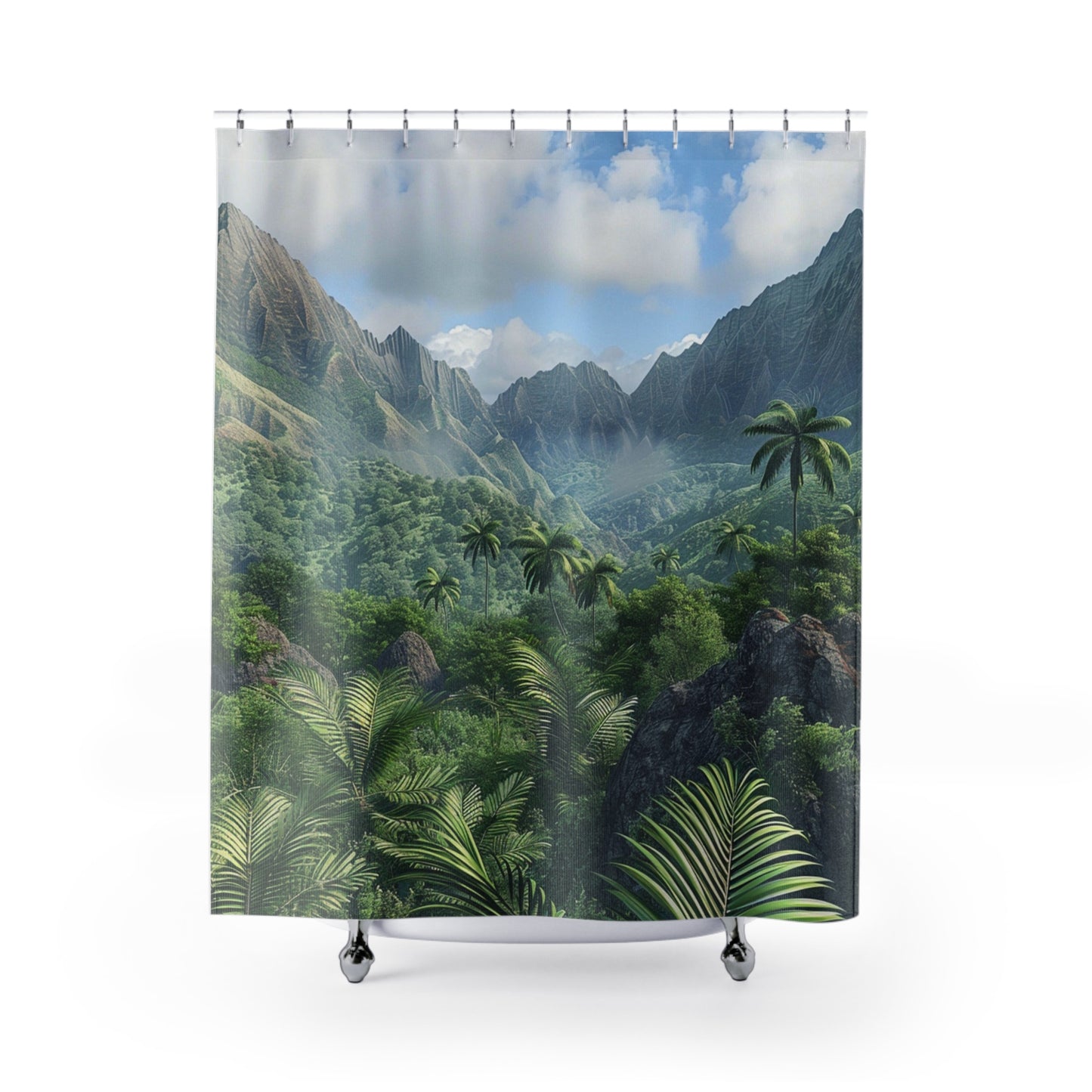 Tropical Mountain Landscape Shower Curtains