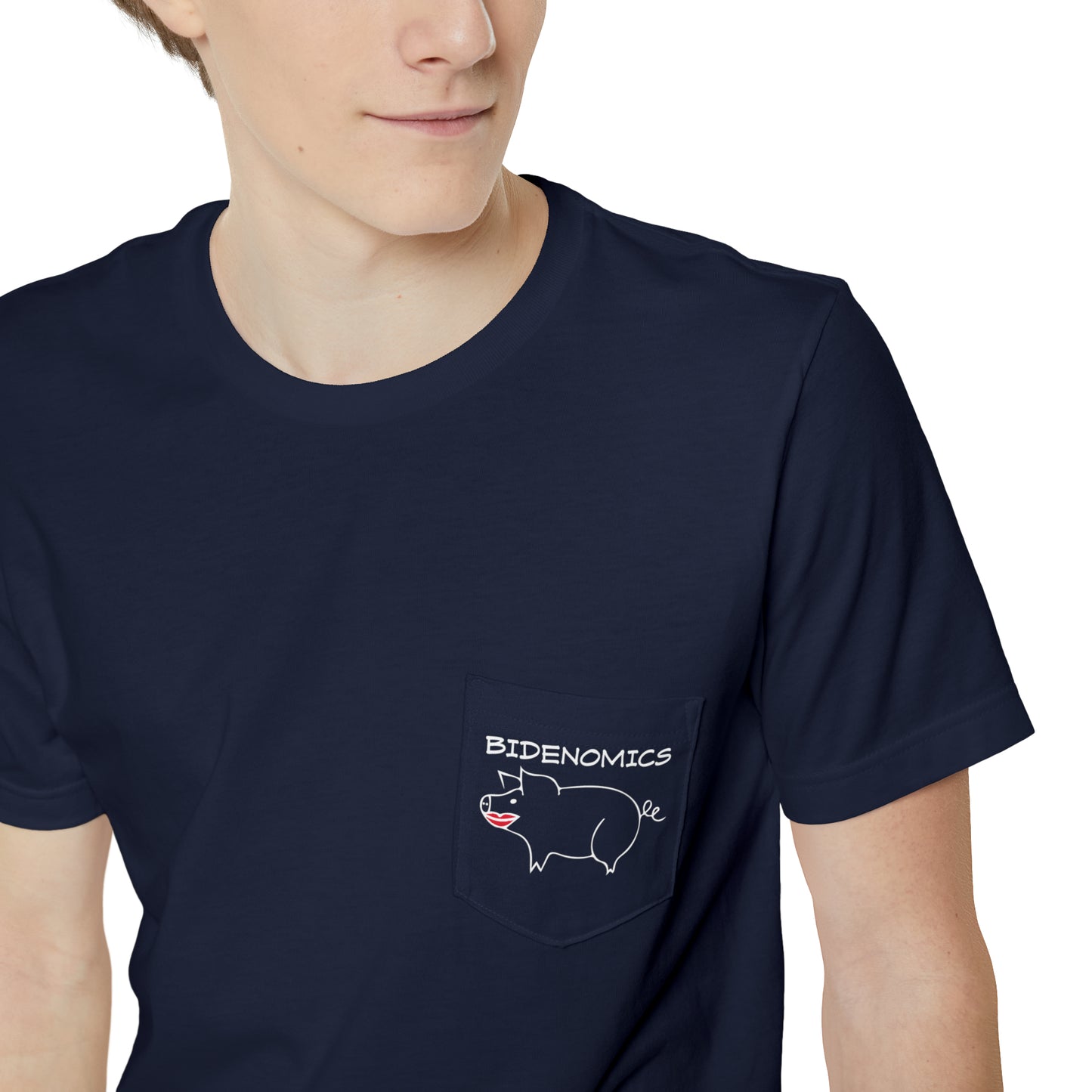 Bidenomics Pig with Lipstick Unisex Pocket T-shirt