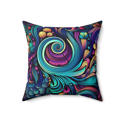 Faux Suede Square Pillow - Trippy Swirling Pattern