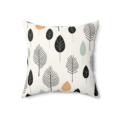 Faux Suede Square Pillow - Minimal Leaf Nature Pattern