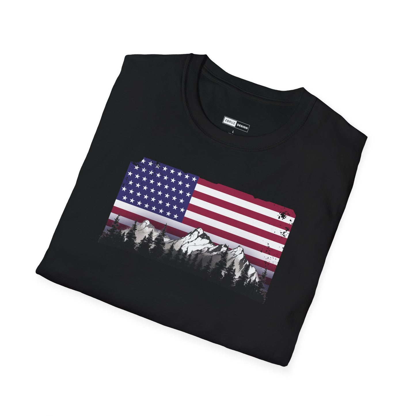 American Flag Mountain Landscape T-shirt