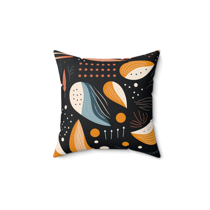 Faux Suede Square Pillow - Art Deco Pattern