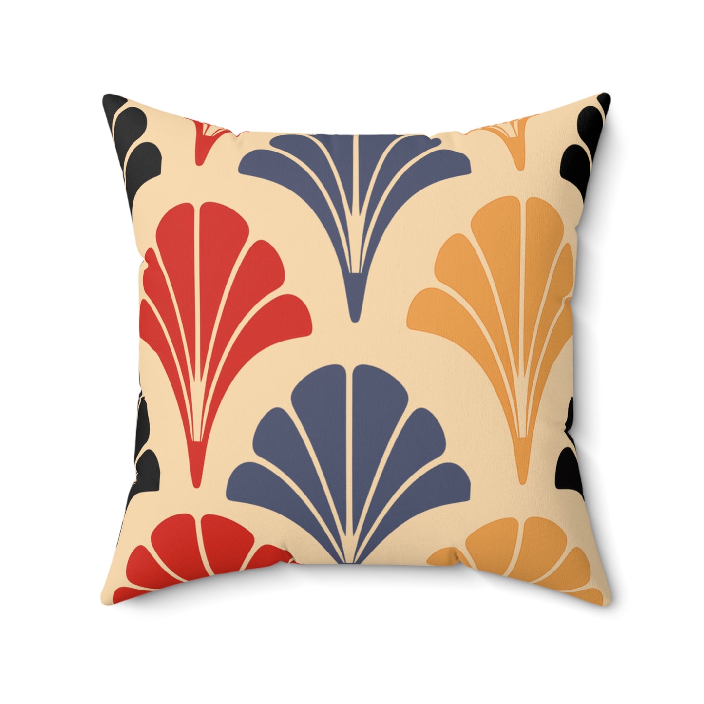 Faux Suede Square Pillow - Art Deco Pattern