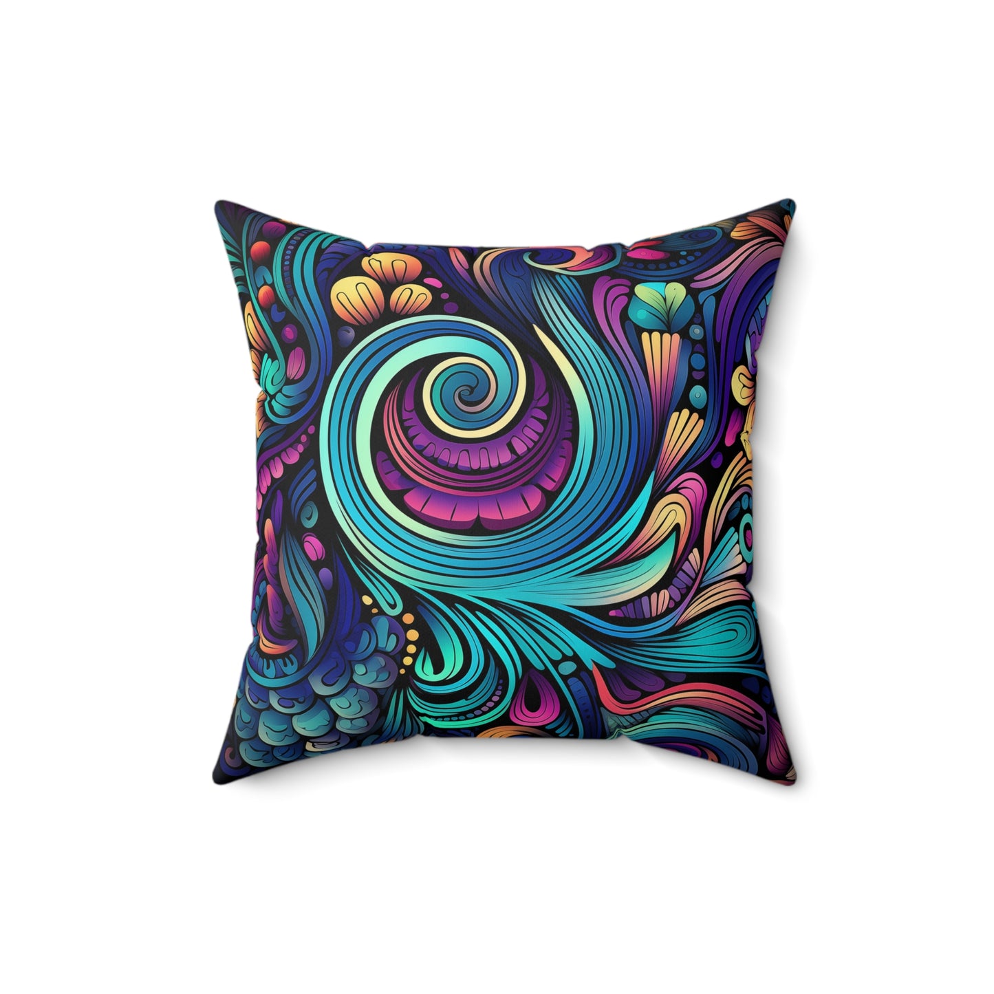 Faux Suede Square Pillow - Trippy Swirling Pattern