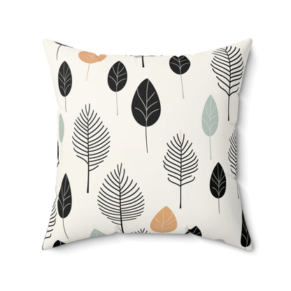 Faux Suede Square Pillow - Minimal Leaf Nature Pattern