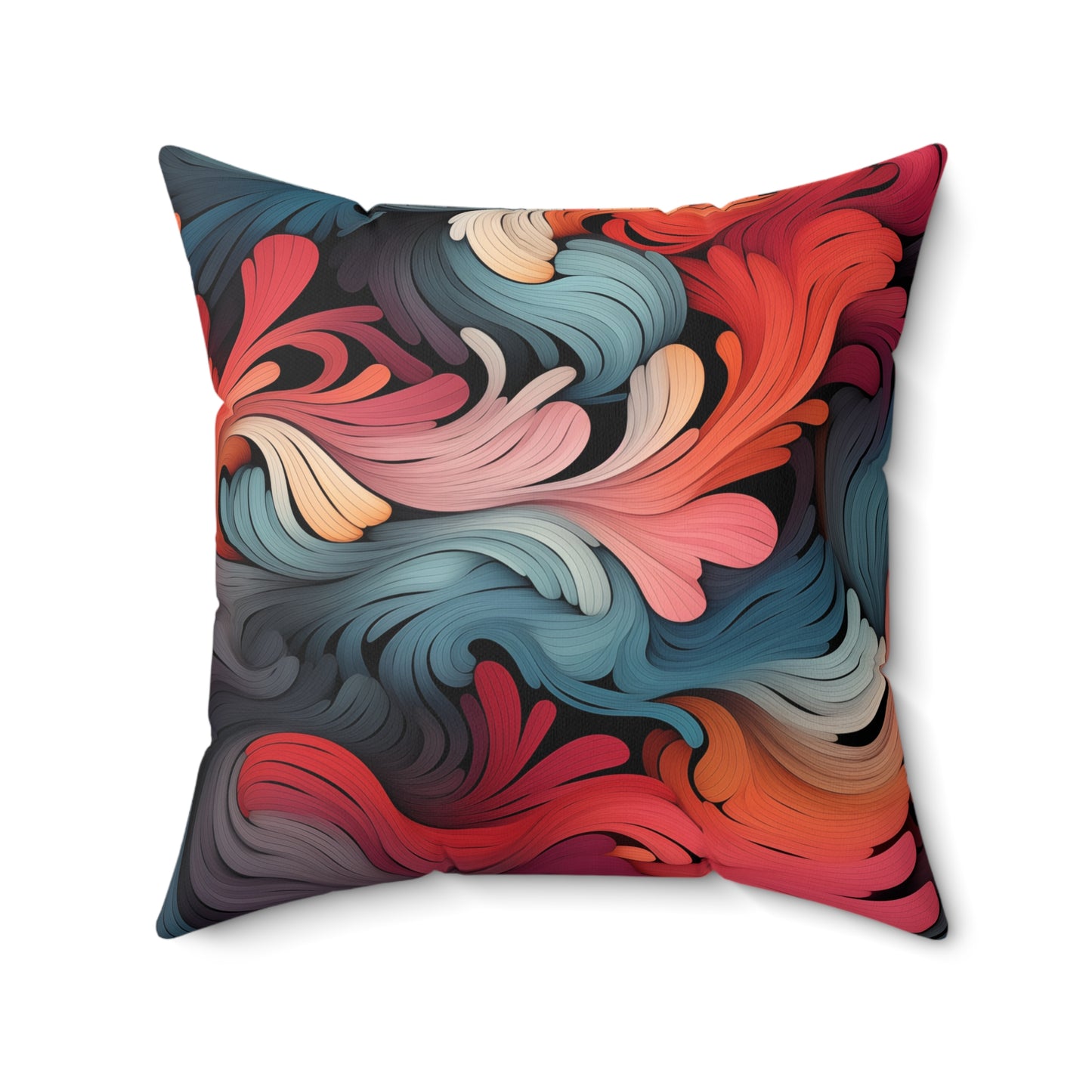 Faux Suede Square Pillow - Abstract Flowing Pattern