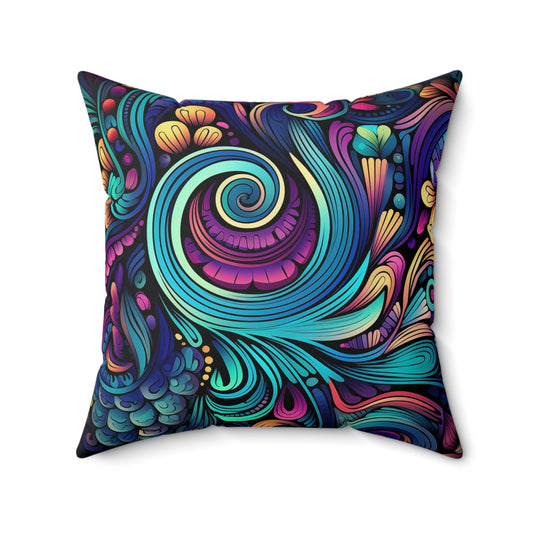 Faux Suede Square Pillow - Trippy Swirling Pattern