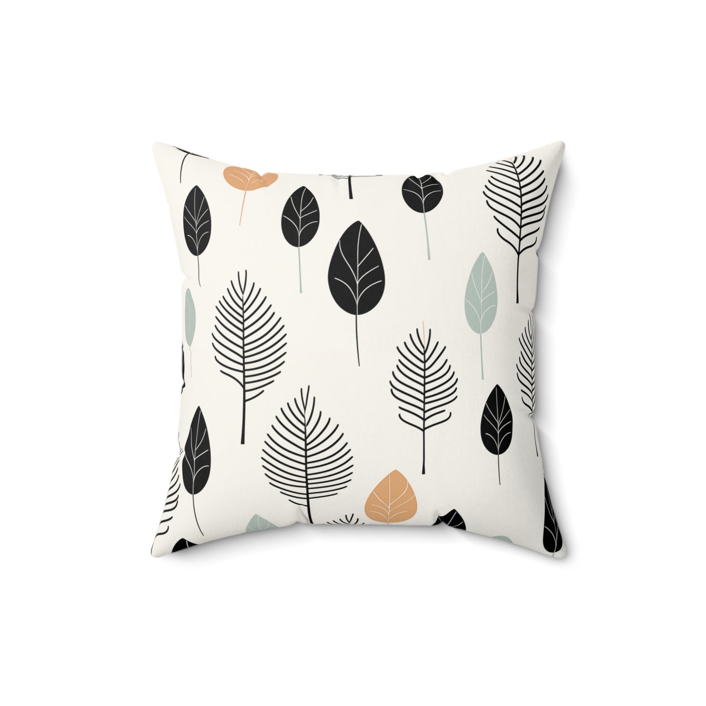 Faux Suede Square Pillow - Minimal Leaf Nature Pattern