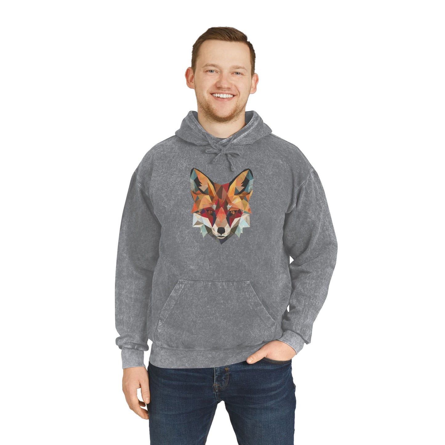 Geometric Fox Mineral Wash Hoodie