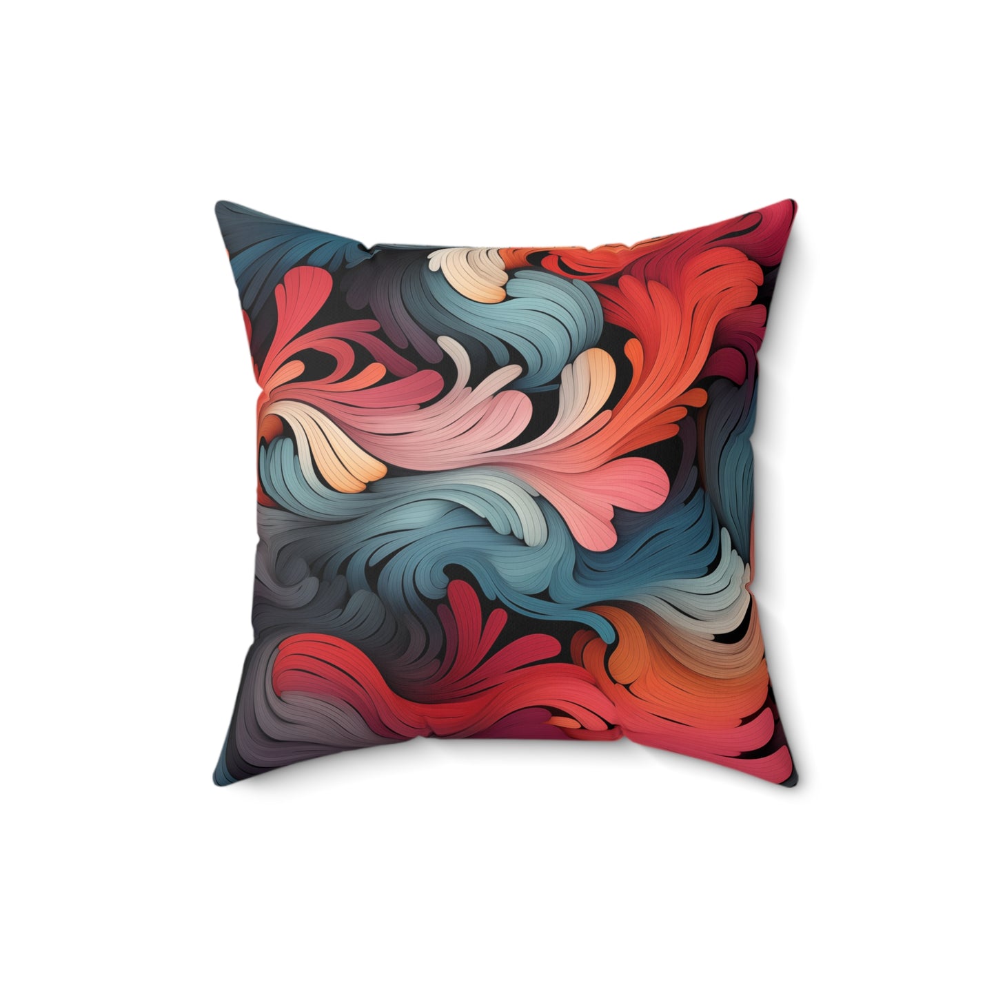 Faux Suede Square Pillow - Abstract Flowing Pattern