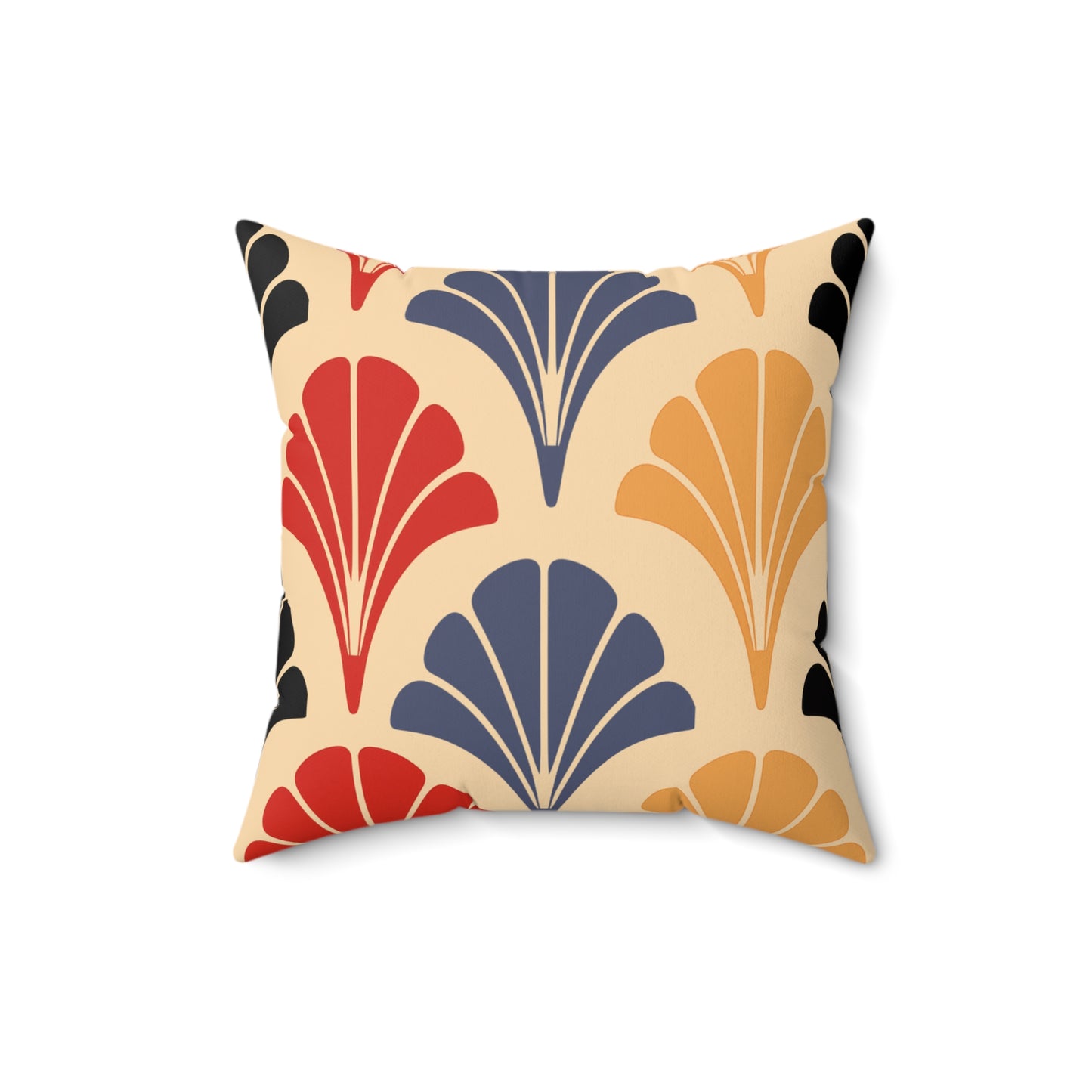 Faux Suede Square Pillow - Art Deco Pattern