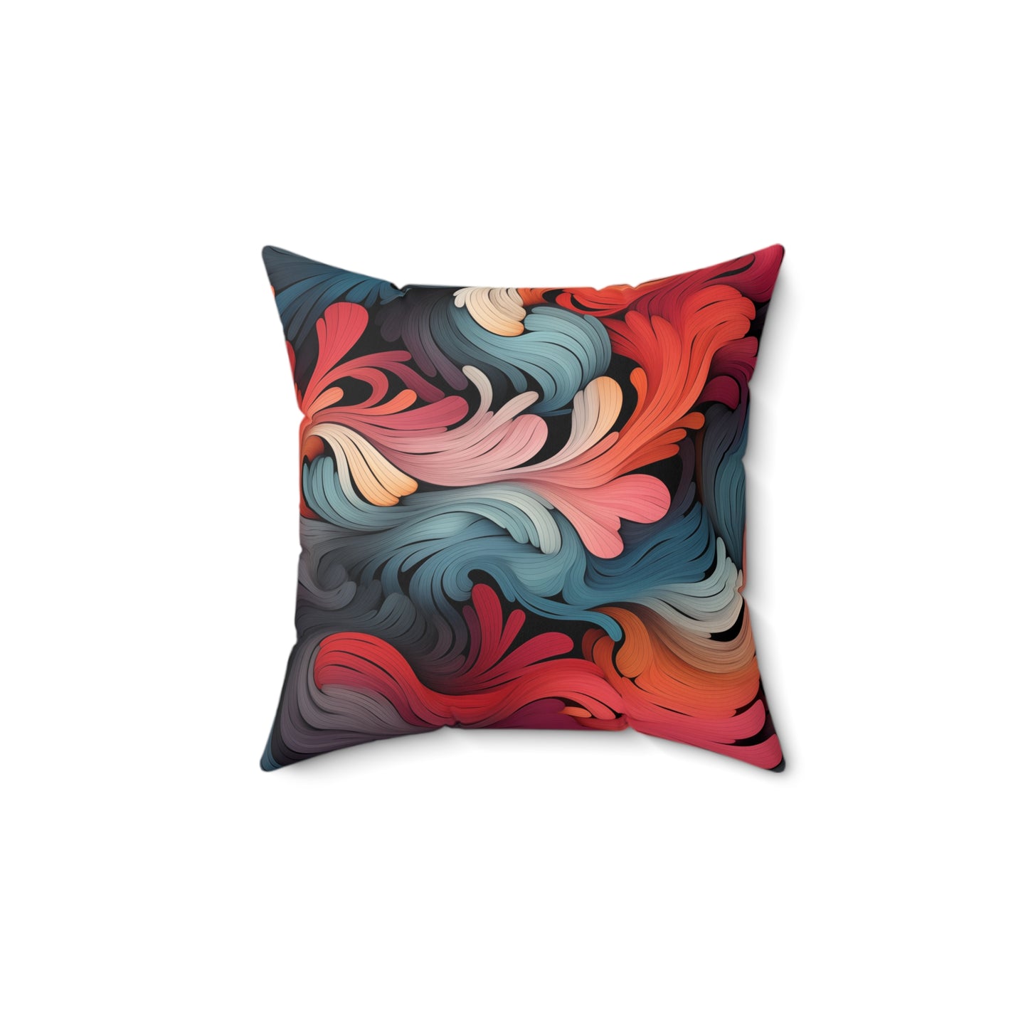 Faux Suede Square Pillow - Abstract Flowing Pattern