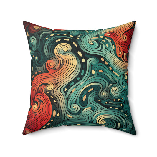 Faux Suede Square Pillow - Abstract Trippy Pattern