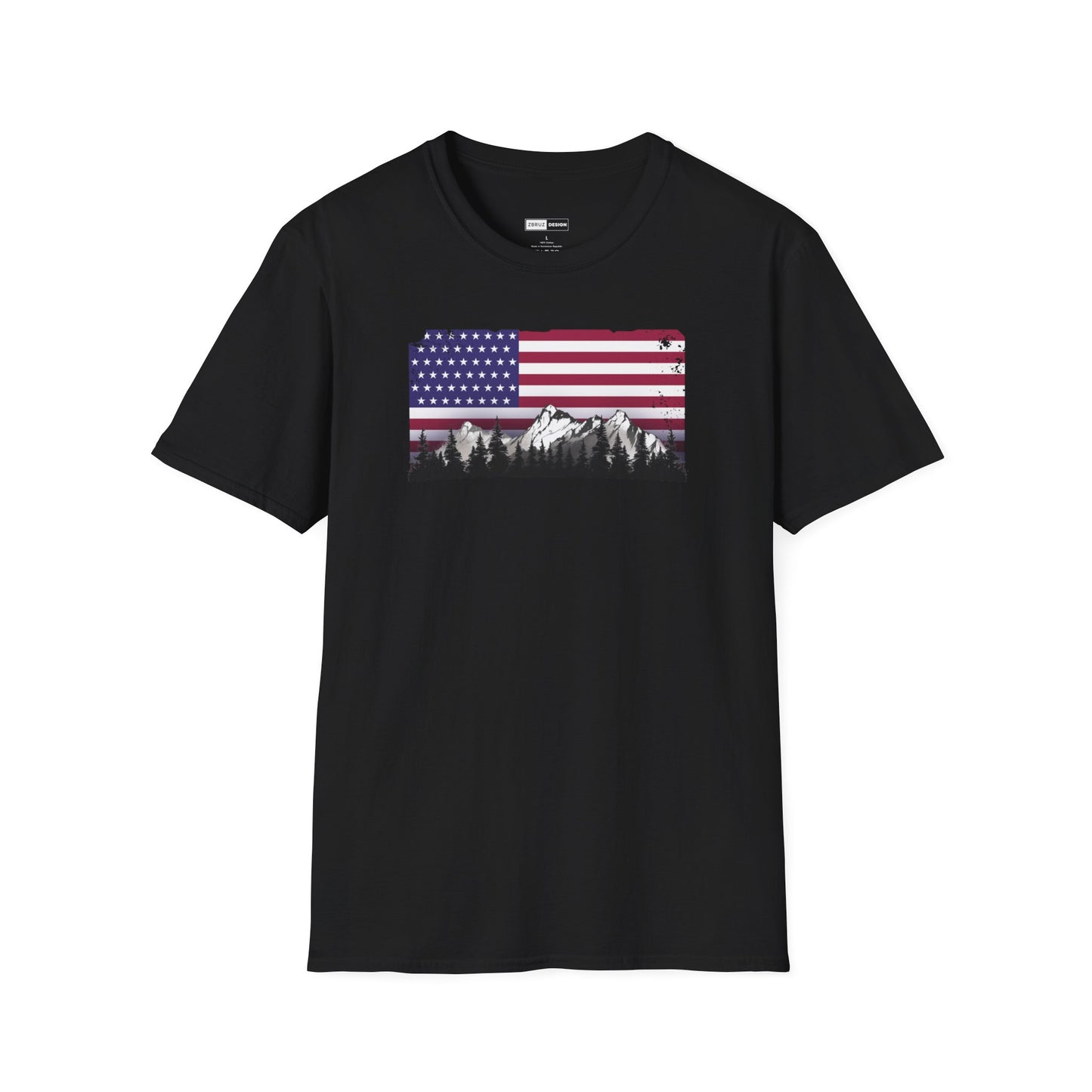 American Flag Mountain Landscape T-shirt