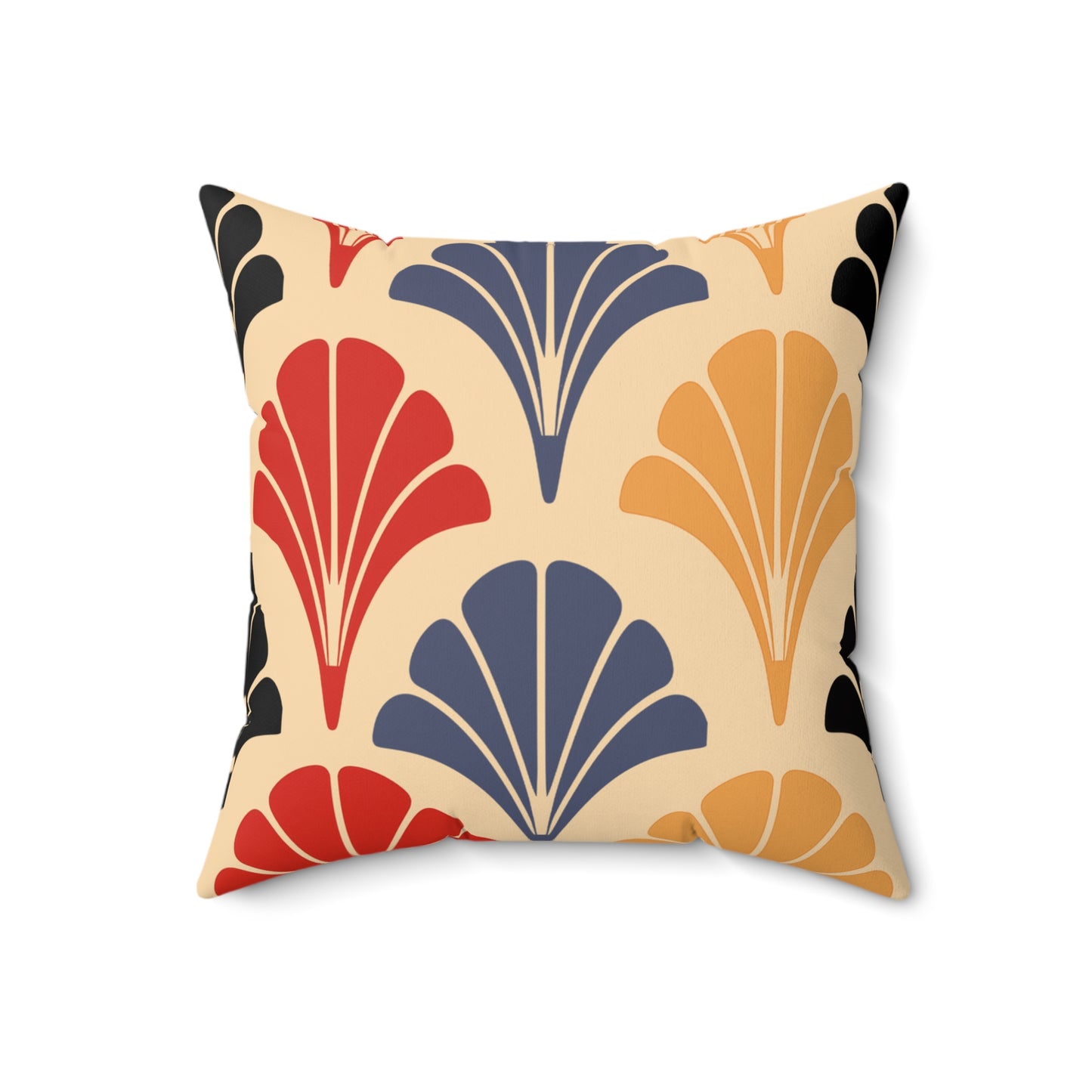 Faux Suede Square Pillow - Art Deco Pattern