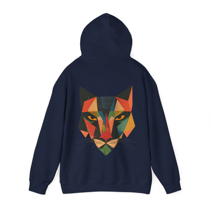 Geometric Feline Face Hoodie