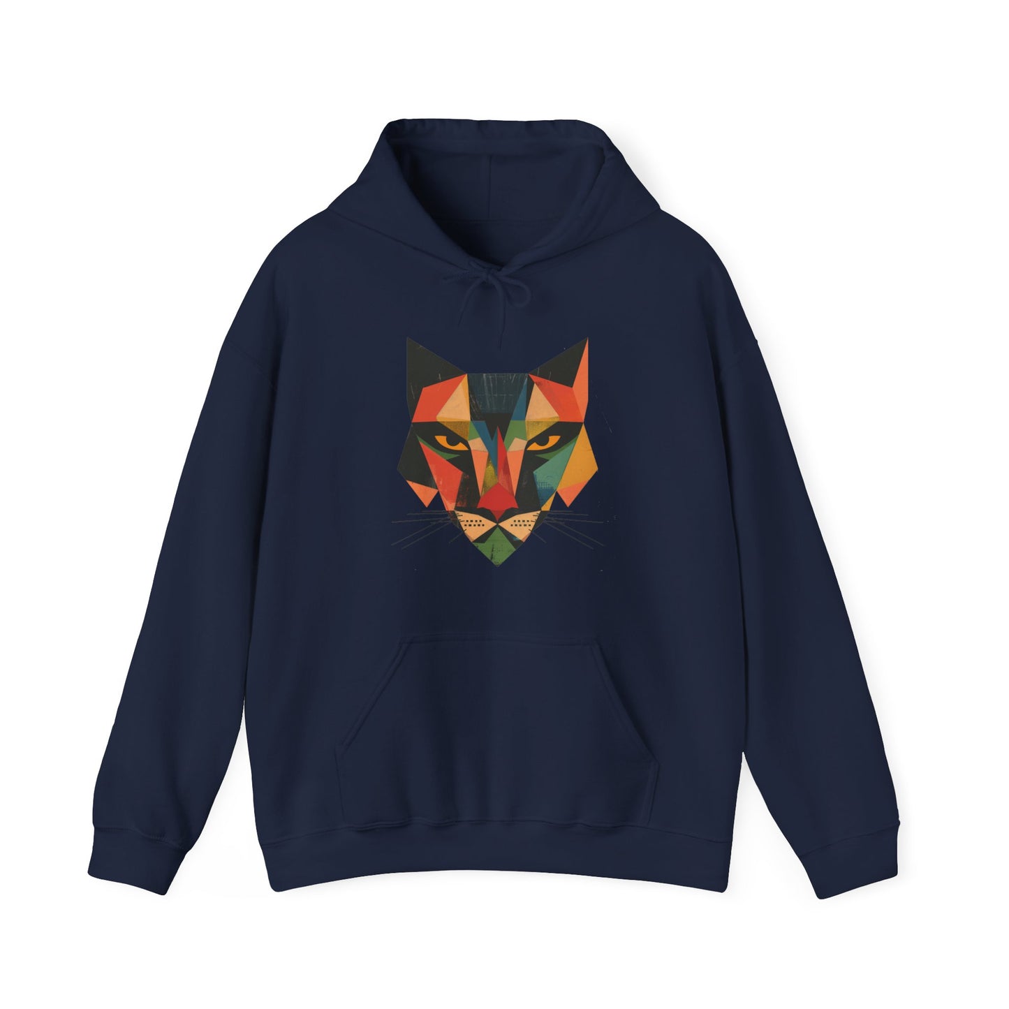 Geometric Feline Face Hoodie