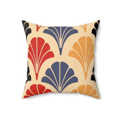 Faux Suede Square Pillow - Art Deco Pattern