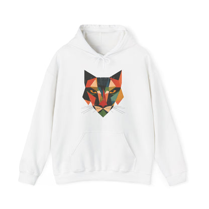 Geometric Feline Face Hoodie