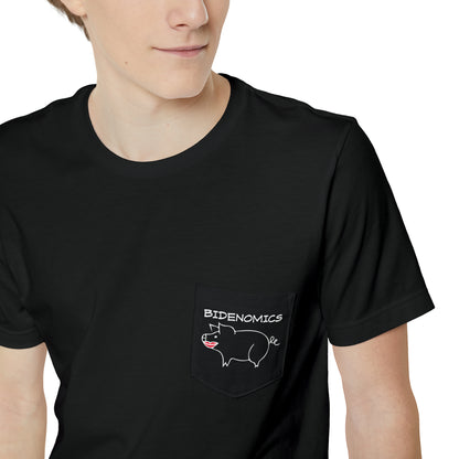 Bidenomics Pig with Lipstick Unisex Pocket T-shirt